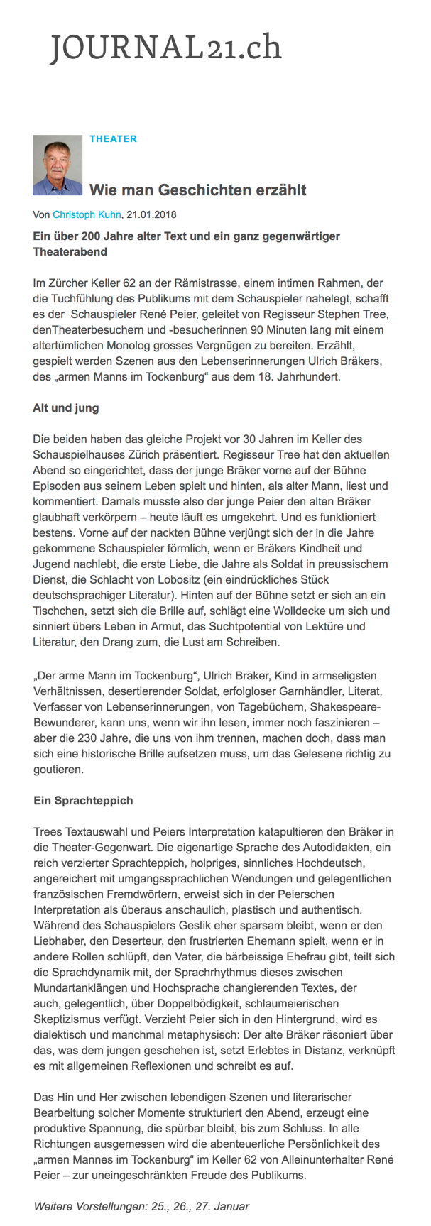 René Peier in 'Der arme Mann im Tockenburg' Keller62